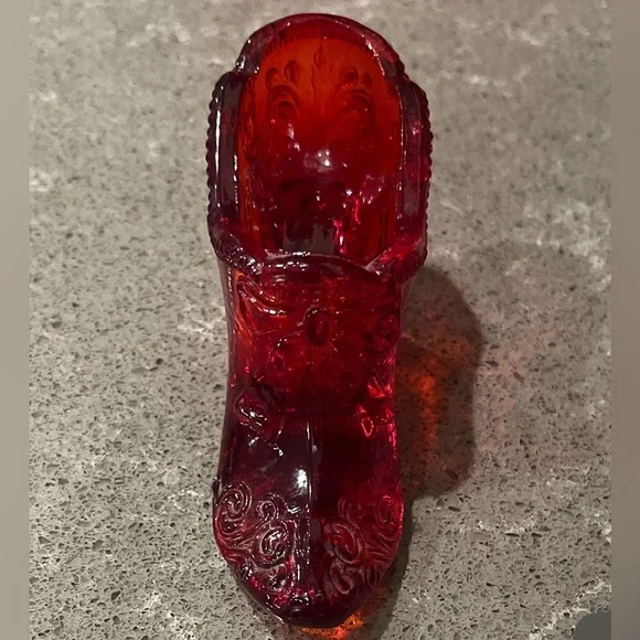 Fenton Ruby Red Glass Slipper - Picture 3 of 8
